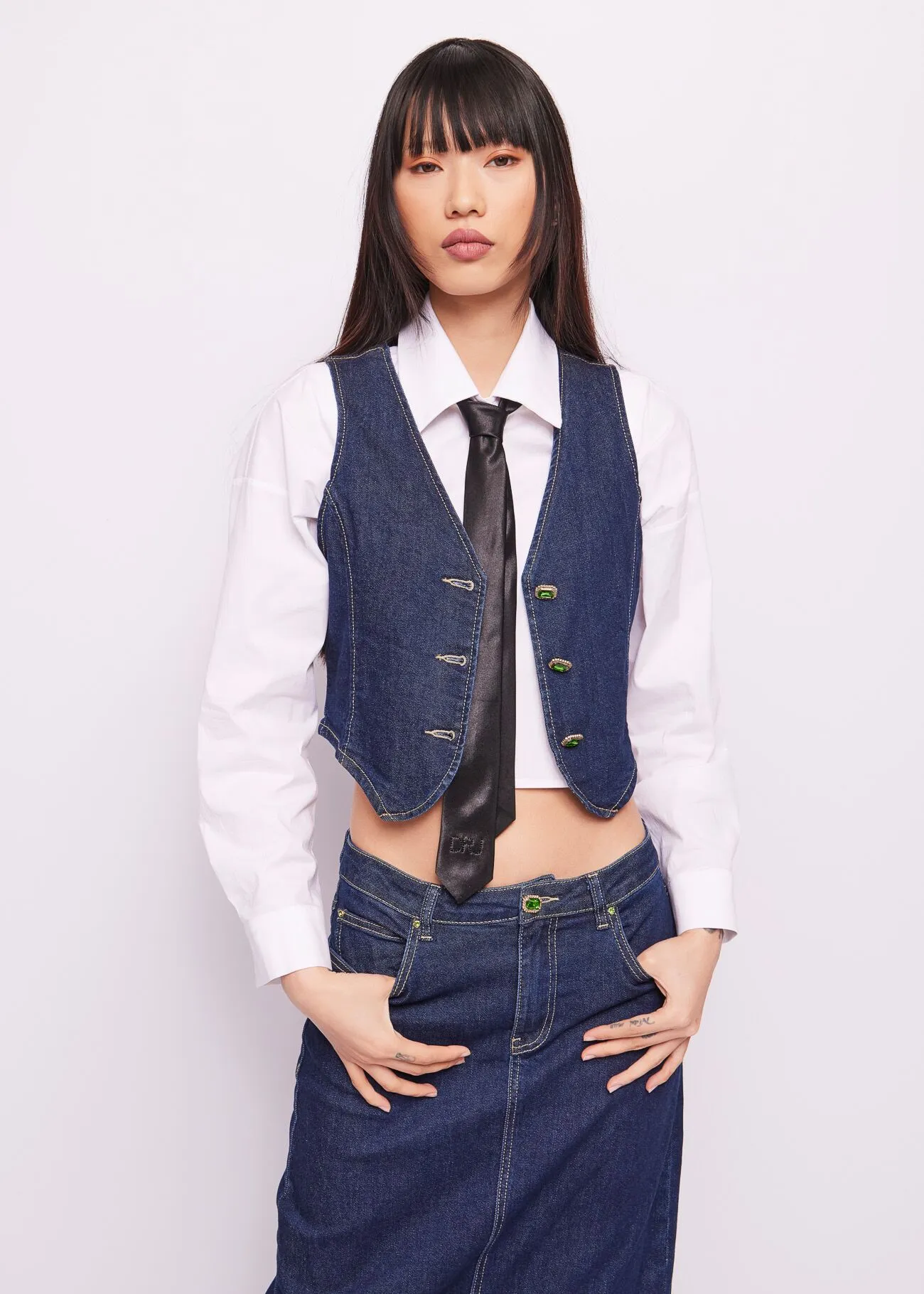 Gilet in denim Denny Rose